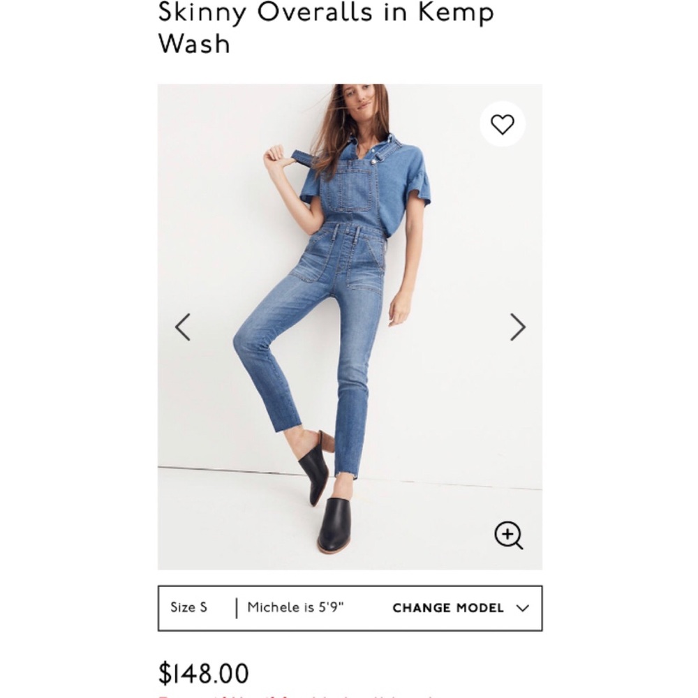 Madewell Kemp Wash Side Zip Skinny Overalls Small - Picture 2 of 14